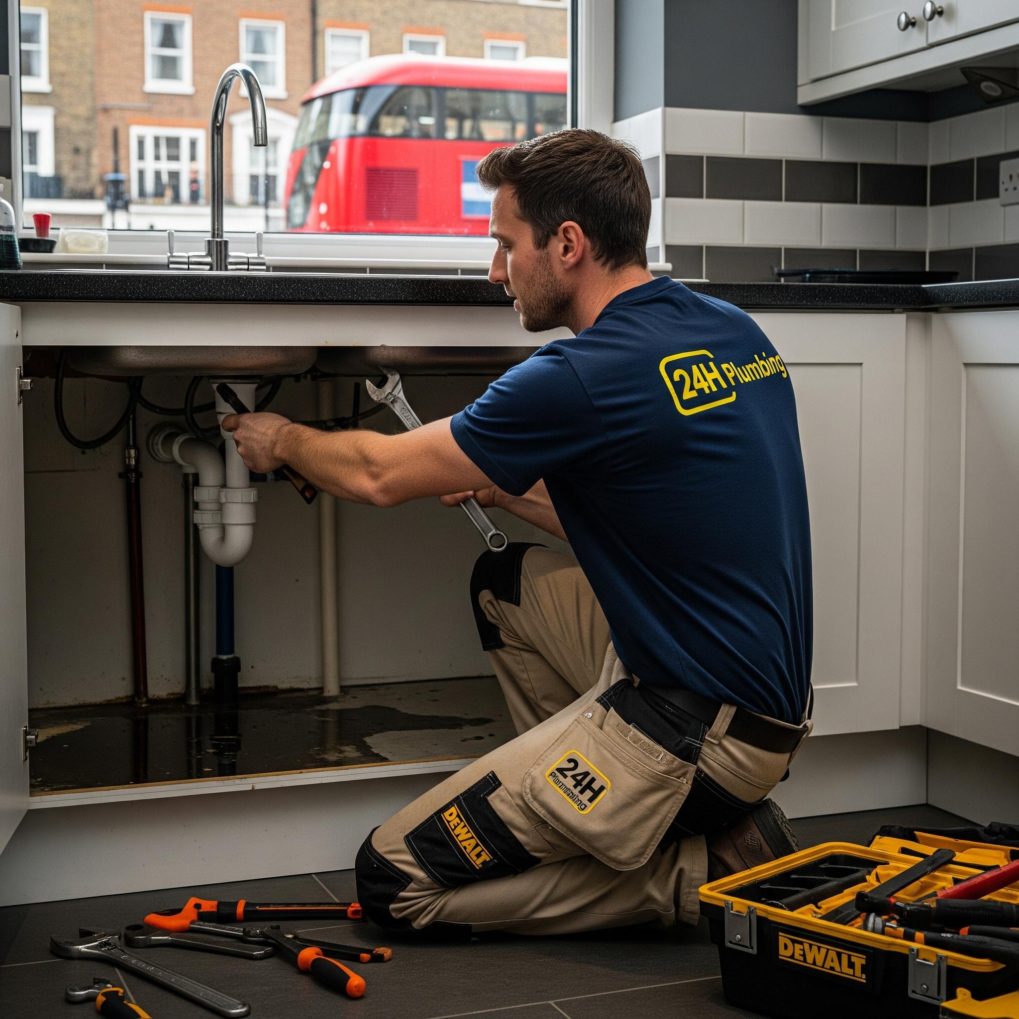 Professional plumber providing plumbing services